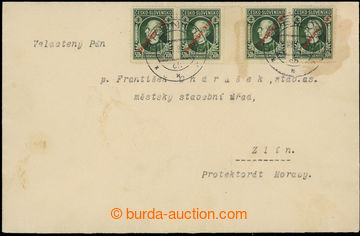 219583 - 1939 letter to Protectorate franked with. 4-stamps. gutter H