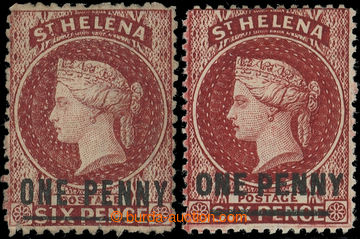 219675 - 1864-1880 SG.7, 27, 2x Victoria ONE PENNY red - overprint C,