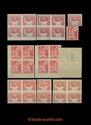 219787 -  Pof.353, 354, 356, 357, 358, selection of bloks of four, pa