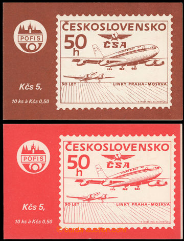 219839 - 1986 ZS53a+b, two booklets Praha-Moskva, 5Kčs brown and red