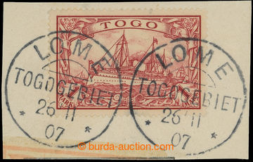 219940 - 1911 Mi.16, Emperor´s Yacht 1M red on cut-square with 2x CD
