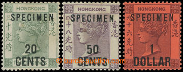 219968 - 1891 SG.45-47s, overprint Victoria 20C-$1; complete set of S