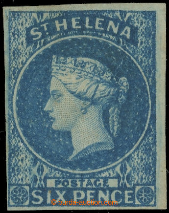 219982 - 1856 SG.1, Viktorie 6P modrá, nezoubkovaná, průsvitka hv