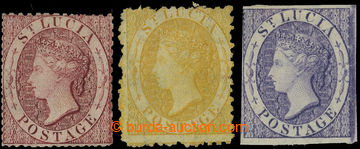 220038 - 1863-1864 SG.5, 12, 13 trial print, Victoria 1P red-brown, 4