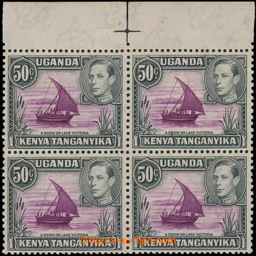 220044 - 1938 SG.144, 144a, 4-blok Jiří VI. 50C fialová/černá, 3