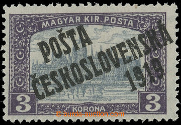 220105 -  Pof.116, 3 Koruna violet / grey, overprint type II.; hinged