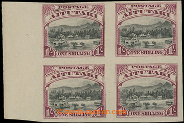 220122 - 1920 AITUTAKI / SG.29, Motives 1Sh black / violet, marginal 