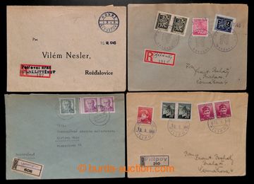 220164 - 1945 comp. 15 pcs of Reg letters with provisory circular can
