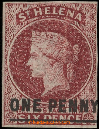 220201 - 1863 SG.4, Victoria 6P dark red lake, with overprint ONE PEN