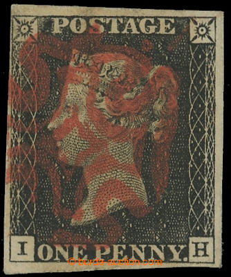 220224 - 1840 SG.2, PENNY BLACK black, plate 3, letters I-H; very fin
