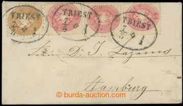 220256 - 1863-1864 dopis do Hamburgu se smíšenou frankaturou 3x 5Kr