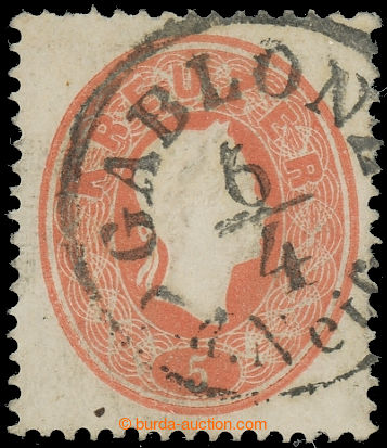 220268 - 1861 Ferch.21, FJ I. 5Kr červená s VODOROVNOU PRŮSVITKOU 