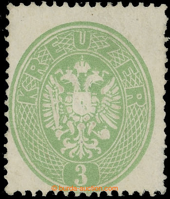 220269 - 1863 Ferch.25, Coat of arms 3 Kreuzer green; nice piece with