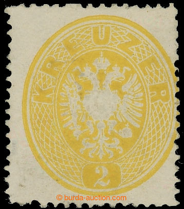 220271 - 1863 Ferch.24, Coat of arms 2 Kreuzer deep yellow dottergelb
