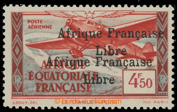 220289 - 1940 Mi.158, Yv.17a, Airmail 4.50F with double black overpri