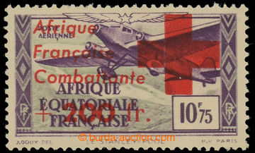 220292 - 1943 Mi.213, Airmail Surtax 10.75Fr+200Fr; lightly hinged, c