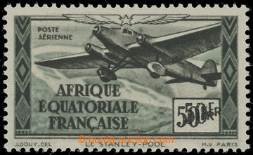 220294 - 1943 Mi.209, Yv.41b, Airmail 50Fr with double print of value