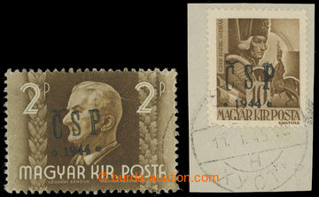 220345 - 1944 CHUSTSKÝ PŘETISK / Pof.RV200 + RV181, Majer C27a a C8