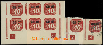 220389 - 1939 Pof.OT1, přetisk GD-OT, sestava 4ks s DČ a trojúheln