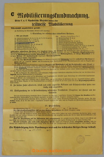 220517 - 1914 WW I. / Mobilisation order from Dvůr Králové; very n