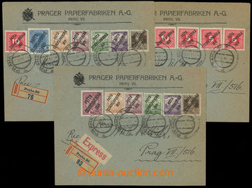220591 - 1919 comp. 3 pcs of commercial entires richly franked with. 