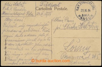 220623 - 1914 S.M.S. PANDUR  round darkblue postmark of Austrian dest