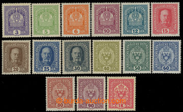 220669 - 1916 POSTAGE STAMPS / MALÝ ZNAK / Mi.185-199, Crown, Coat o