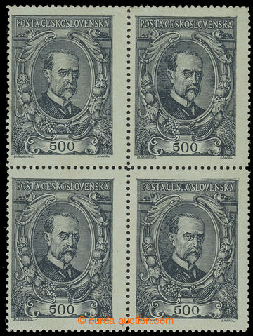 220677 -  Pof.141, 500h grey, block of four; mint never hinged
