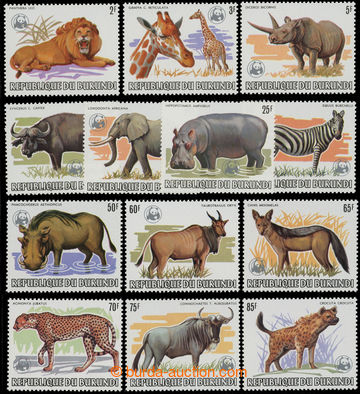 220702 - 1983 Mi.1596-1608, Animals 2F-85F with WWF emblem, complete 