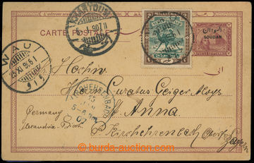 220717 - 1906 Egypt overprint PC 3M SOUDAN to Germany, uprated with s