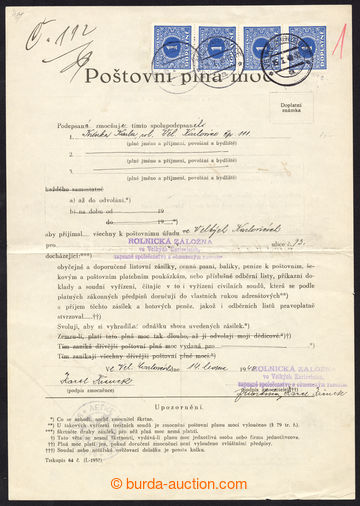 220750 - 1940 FISKÁLNÍ POUŽITÍ POŠTOVNÍCH ZN. / poštovní pln