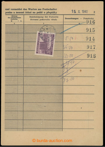 220757 - 1941 double-sheet from příjmací book/-s přespolního pos