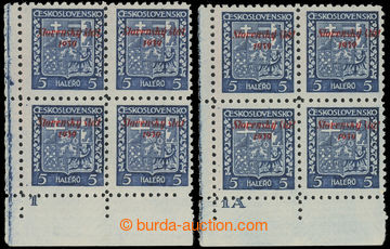 220819 - 1939 Sy.2 DČ, Znak 5h modrá, 2x levý dolní rohový 4-blo