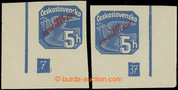 220863 - 1939 Sy.NV2 DČ, Novinové s přetiskem 5h modrá, pravý a 