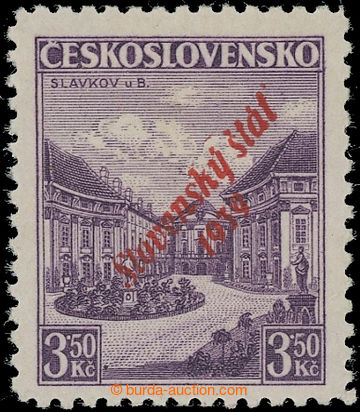 220867 - 1939 Sy.19a, Slavkov 3,50Kč, ZP 88; svěží, zk. Gi