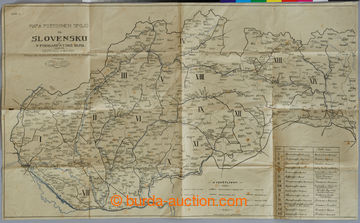 220997 - 1930 Map postal communications in Slovakia I. sheet, 1:400.0
