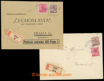 221008 - 1945 2 Reg letters with two various provisory postmarks VNOR