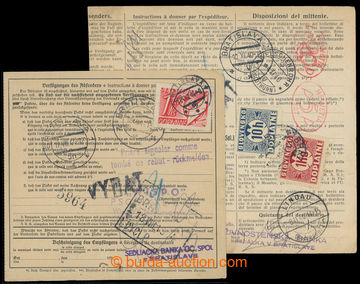 221017 - 1940-1944 comp. 2 pcs of parcel cards from abroad with mount