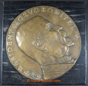 221062 - 1936 T. G. Masaryk, big bronze plaque President osvoboditel,