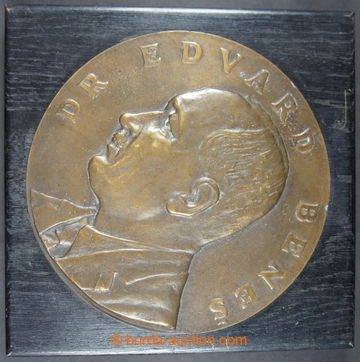 221063 - 1936 Edward Beneš, big bronze plaque, diameter 295mm, signe