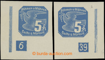 221073 - 1939 Pof.NV2, 5h blue (the first issue.), L and R corner pie