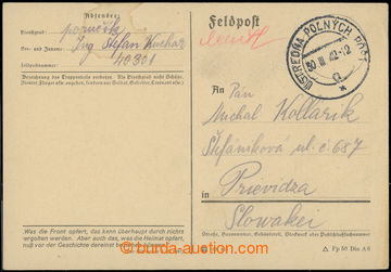 221125 - 1942 card German field post addressed to to Prievidze, CDS �