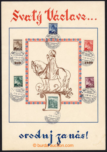 221193 - 1940 commemorative sheet St. Václave ..., with CDS PRAGUE 8