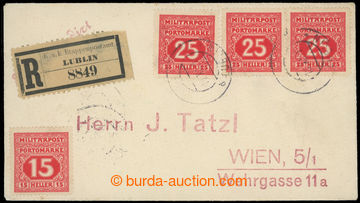 221233 - 1918 Reg letter to Vienna with Bosnian (!) Postage due stamp