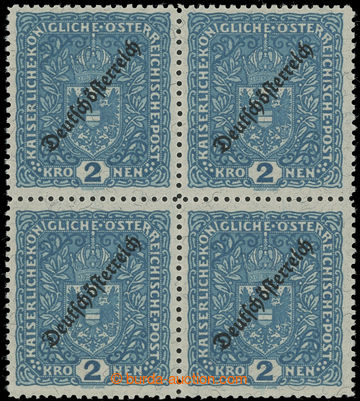 221279 - 1919 ANK.243B, block of four Coat of arms 2 K blue Deutschö