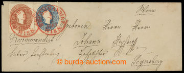 221294 - 1861 malá obálka vyfr. FJ I. 10+15Kr s červeným WIEN REC