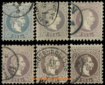 221303 - 1867 Ferch.40I, Franz Joseph I. 25 Kreuzer in 6 various shad