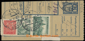 221335 - 1939 Maxa T13, cut parcel dispatch-note with mixed franking 