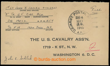 221339 - 1945 APO 254, letter to USA through/over US. field post with