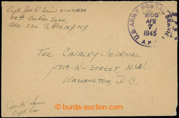 221340 - 1945 APO 305, letter to USA through/over US. field post with